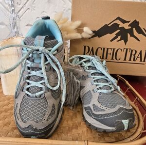 Pacific Trail Women's Athletic Tioga Sneakers Shoe in Gray and Teal Size: 6